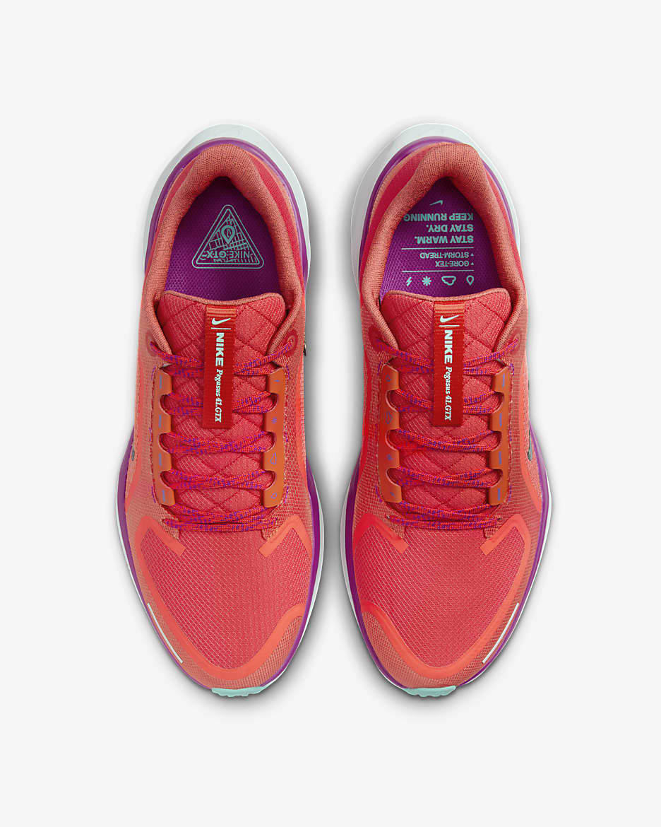 Nike Pegasus 41 GORE-TEX Men's Waterproof Road Running Shoes - Picante Red/Bright Crimson/Vivid Grape/Green Frost