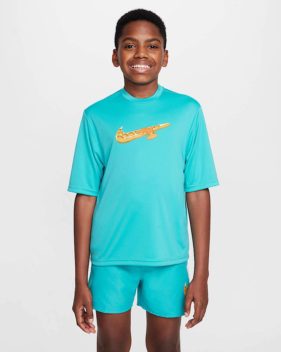 Nike Swim Hydroguard Big Kids' (Boys') Dri-FIT Short-Sleeve Top - Dusty Cactus