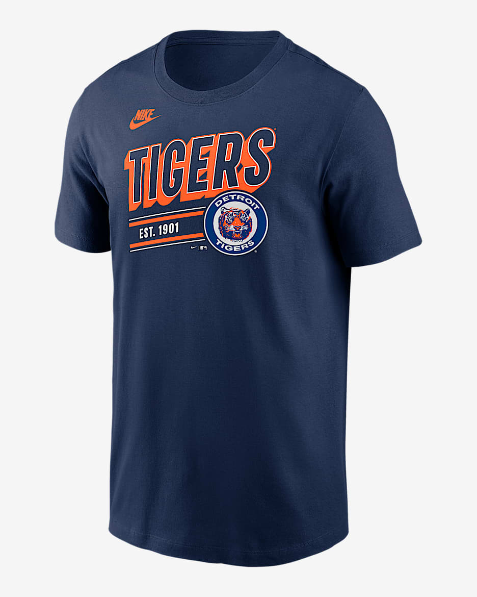 Playera Nike de la MLB para hombre Detroit Tigers Cooperstown Retro - Azul marino medianoche