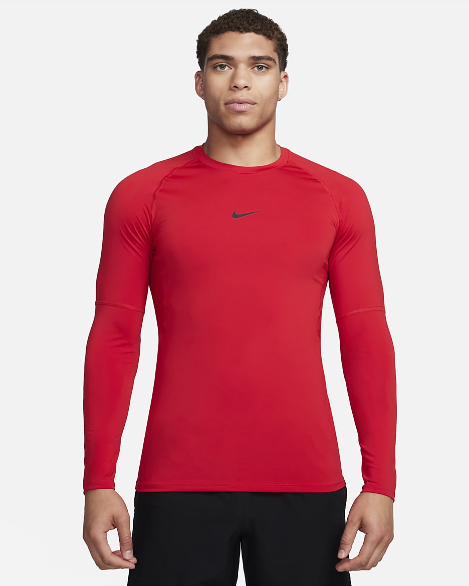 Nike Pro Men's Dri-FIT Slim Long-Sleeve Fitness Top - University Red/Black