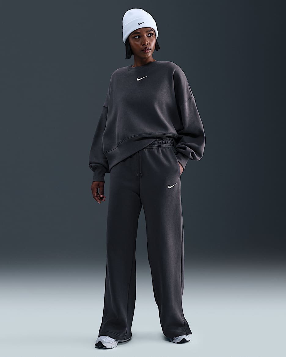 Nike Sportswear Phoenix Fleece Women's High-Waisted Wide-Leg Pants - Thunder Grey/Sail