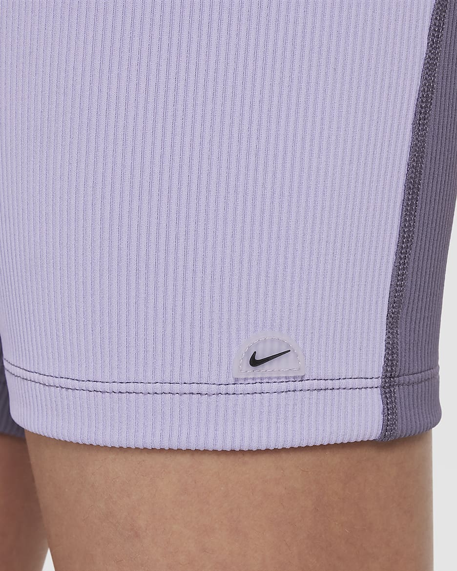 Nike One Girls' Dri-FIT Biker Shorts - Hydrangeas/Daybreak