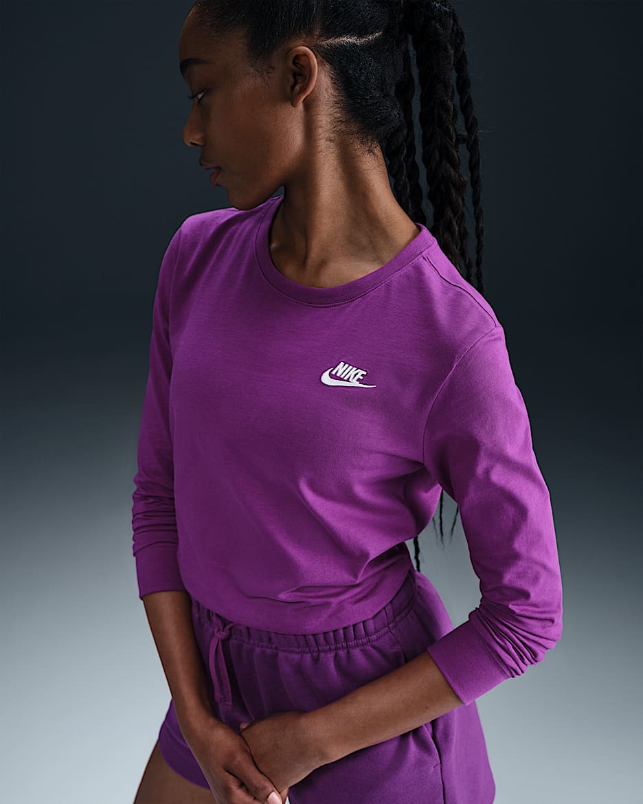 Nike Sportswear Club Women's Long-Sleeve T-Shirt - Bold Berry