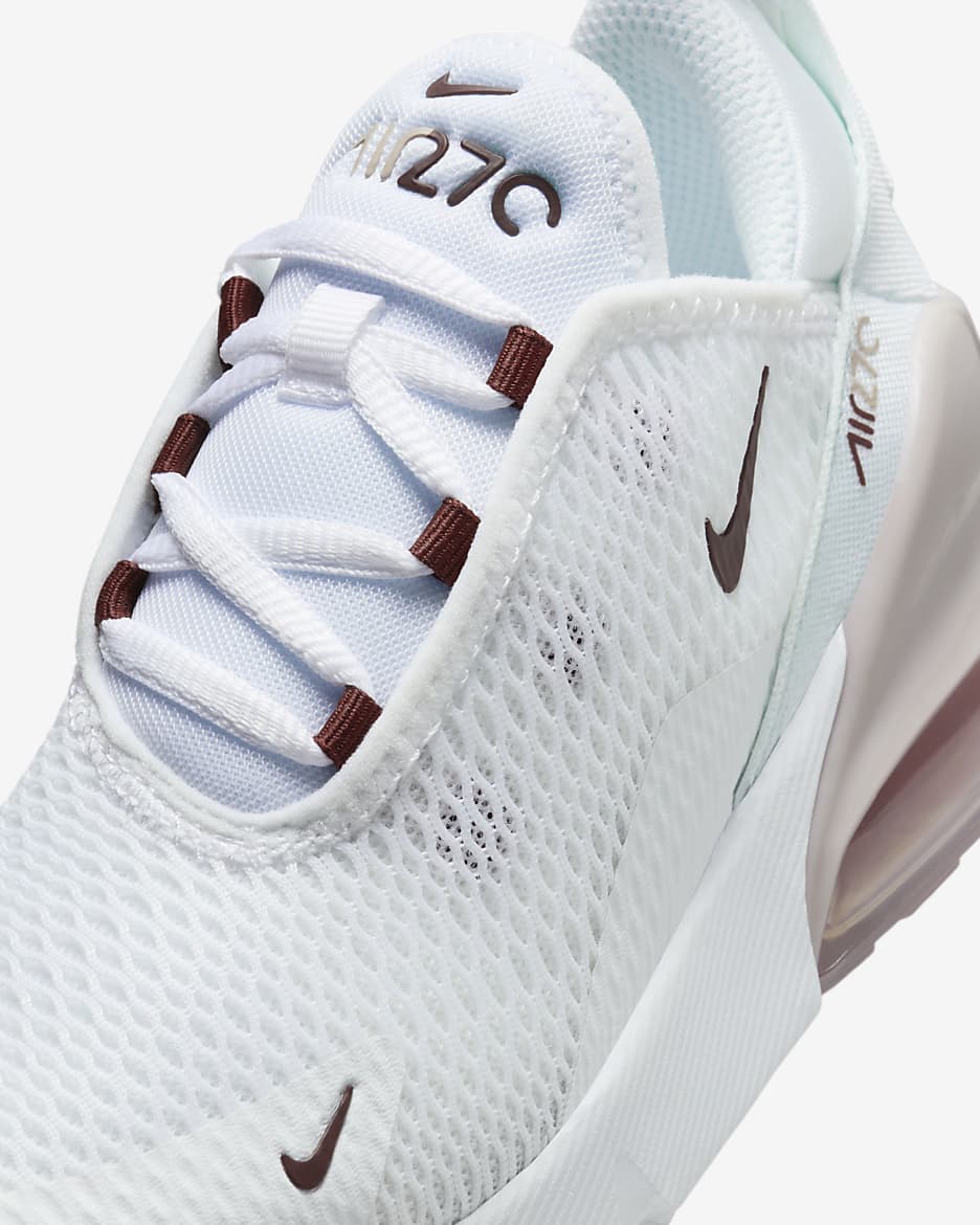 Tenis para niños de preescolar Nike Air Max 270 - Blanco/Violeta platino/Burdeos enérgico