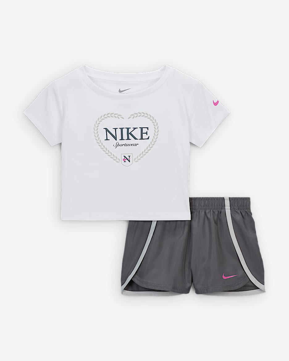 Nike Dri-FIT Game, Swoosh, Match! Conjunto de 2 piezas de un solo color para bebé - Gris humo
