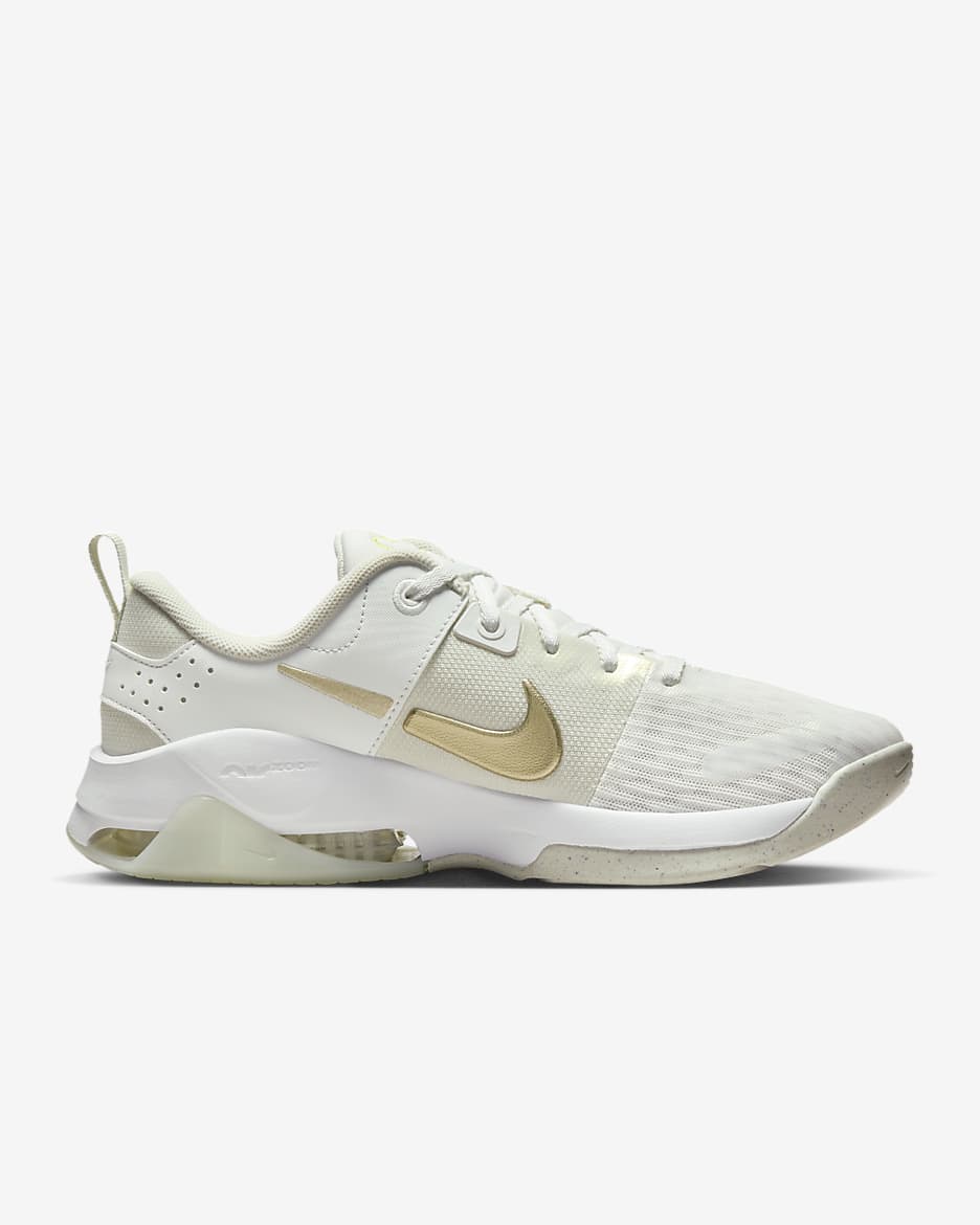 Nike Zoom Bella 6 Premium Women's Workout Shoes - Summit White/Sea Glass/Light Lemon Twist/Metallic Gold Star