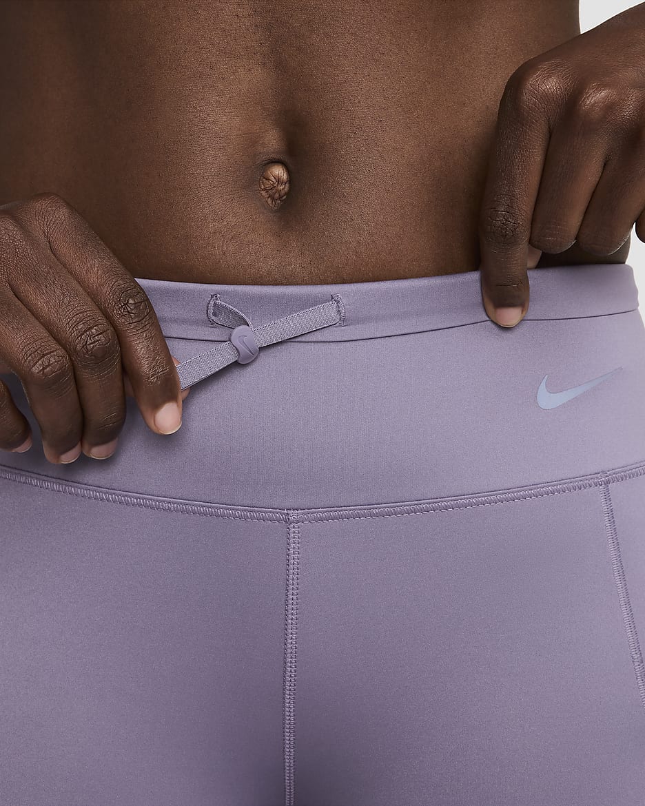 Damskie legginsy ze średnim stanem i kieszeniami o długości 7/8 zapewniające mocne wsparcie Nike Go - Daybreak/Czerń