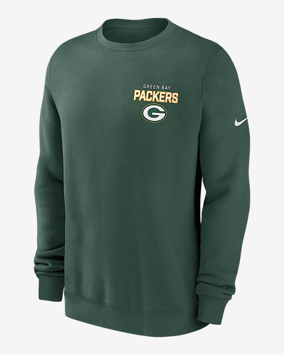 Green Bay Packers Draw Block Club Men's Nike NFL Pullover Crew - Green