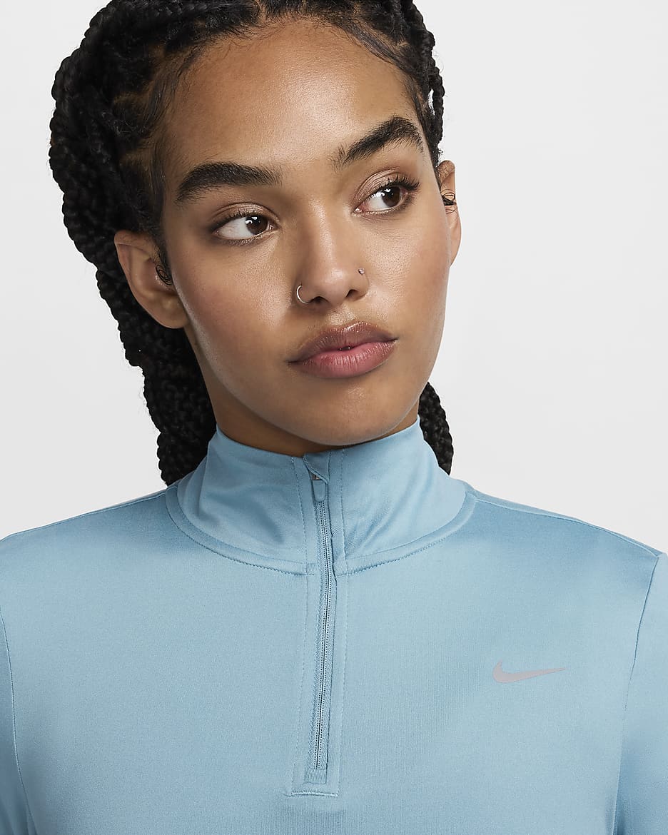 Haut de running à 1/4 de zip avec protection UV Nike Swift pour femme - Denim Turquoise