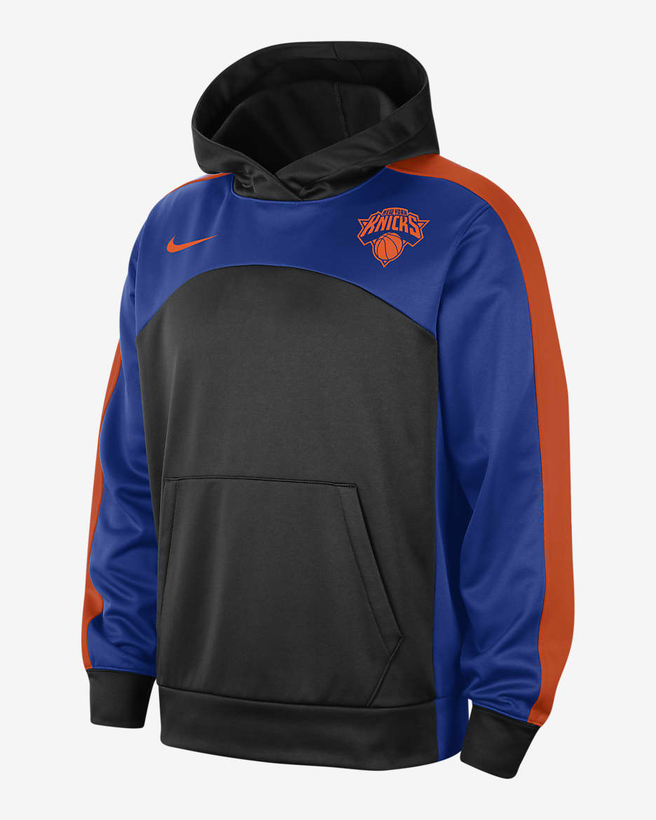 New York Knicks Starting 5 Men's Nike Therma-FIT NBA Graphic Hoodie - Black/Rush Blue/Brilliant Orange/Brilliant Orange