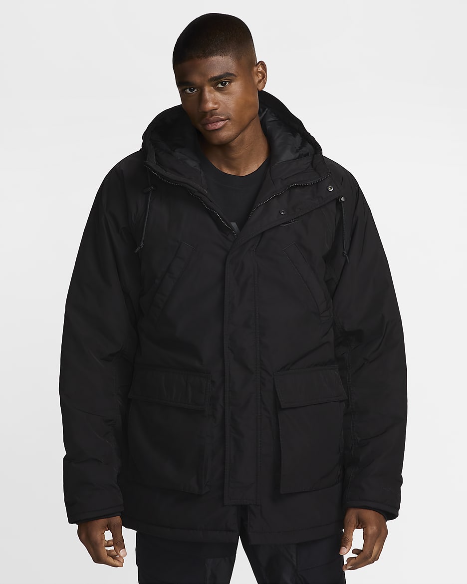 Nike Sportswear Club Fleece Men's Therma-FIT Parka - Black/Black/Black/White