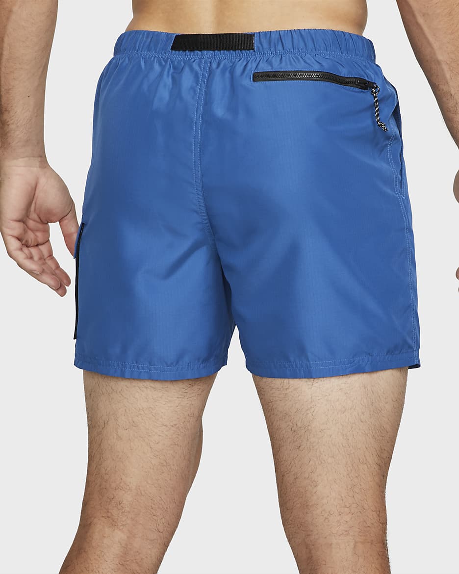 Short de bain repliable à ceinture 13 cm Nike pour Homme - Dark Marina Blue/Noir/Blanc