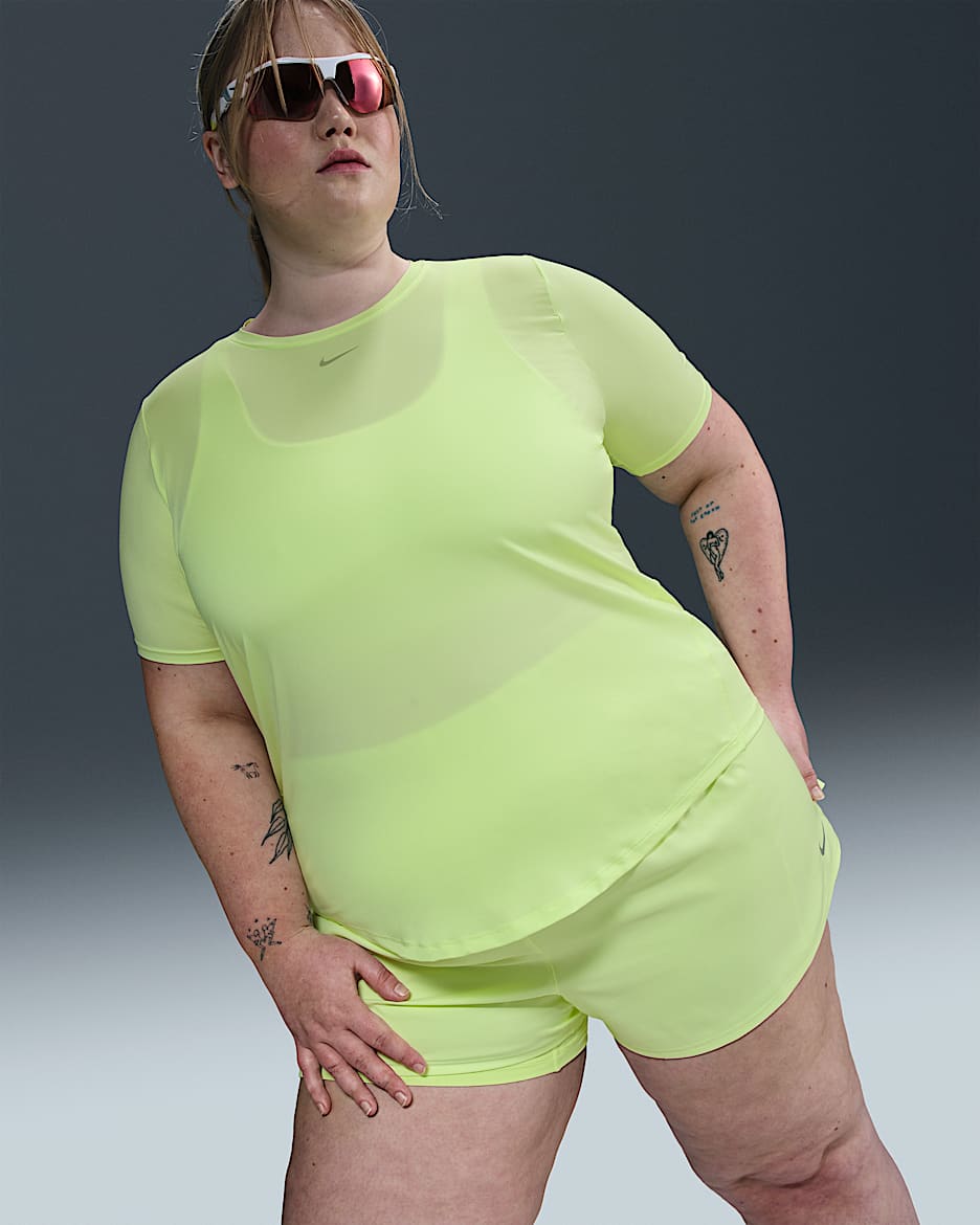 Nike One Classic Women's Dri-FIT Short-Sleeve Top (Plus Size) - Barely Volt/Black