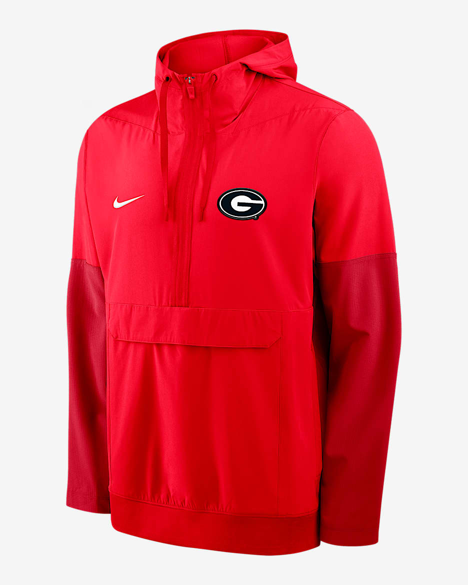 Chamarra universitaria Nike con gorro de medio cierre para hombre Georgia Anorak - Rojo