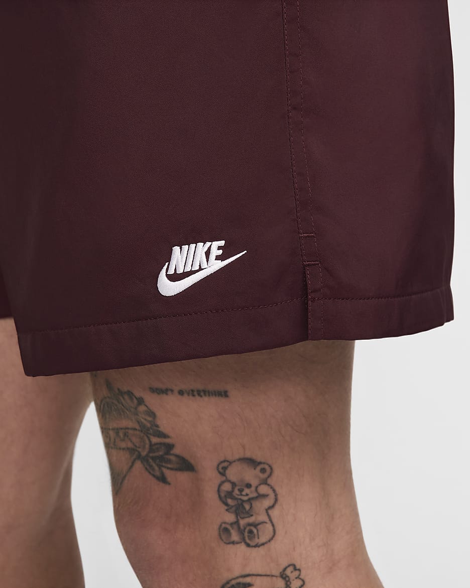 Nike Club Men's Woven Flow Shorts - Burgundy Crush/White