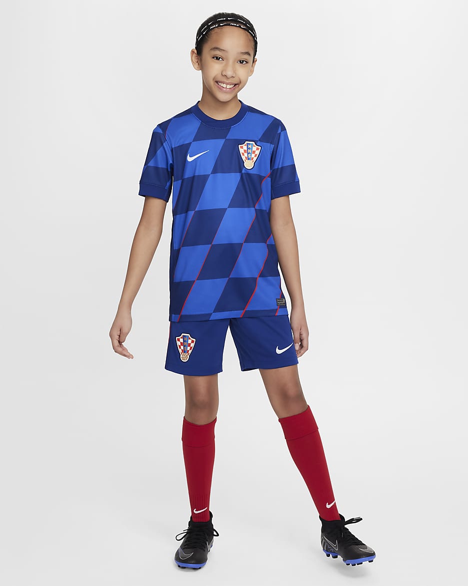 Maillot de foot replica Nike Dri-FIT Croatie 2024/25 Stadium Extérieur pour ado - Hyper Royal/Deep Royal Blue/University Red/Blanc