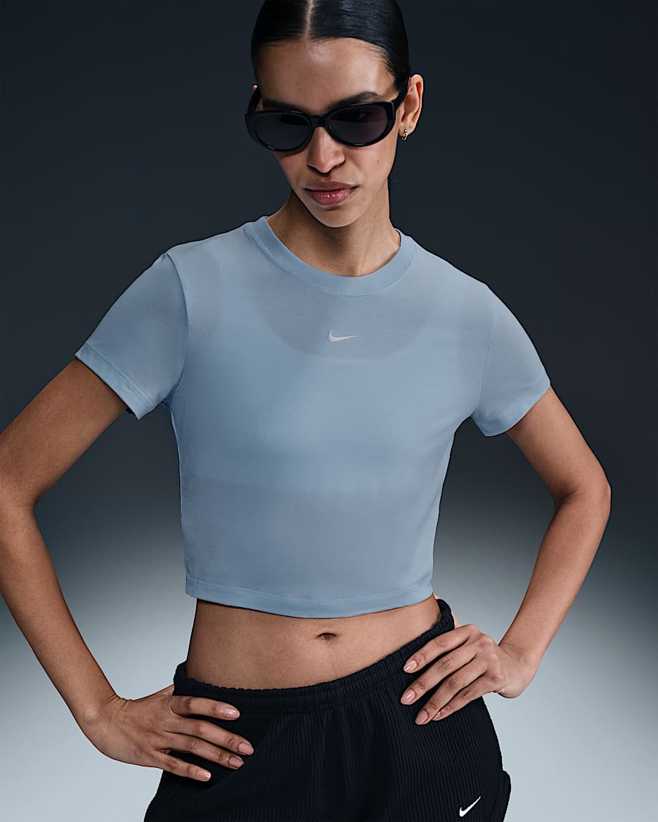Nike Sportswear Chill Knit Women's Cropped T-Shirt - Blue Tint/Sail