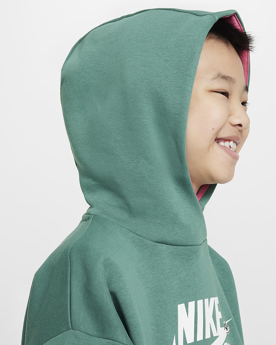 Nike SB Icon Fleece EasyOn Oversize-Hoodie für ältere Kinder - Bicoastal/Alchemy Pink/Weiß