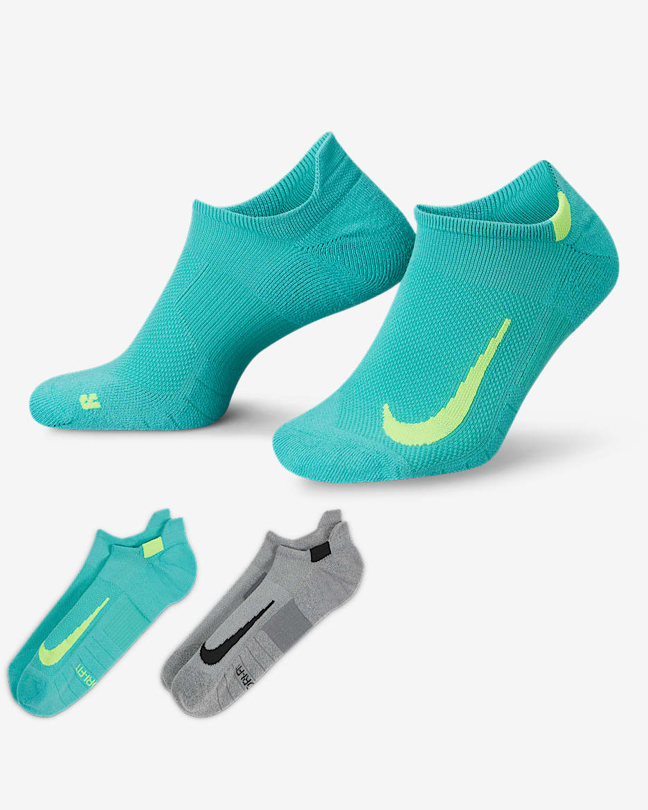Calcetines invisibles de correr (2 pares) Nike Multiplier - Multicolor