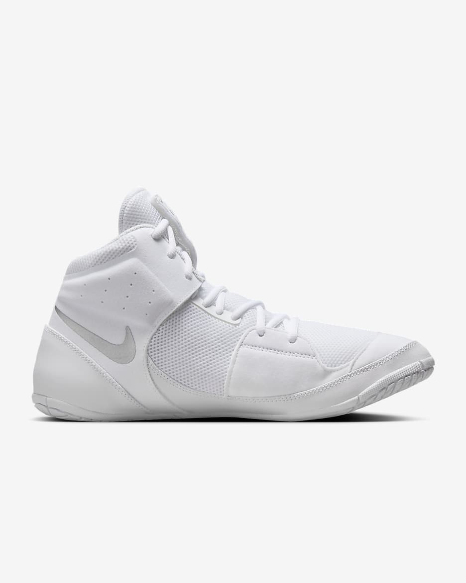 Nike Fury Wrestling Shoes - White/White/Metallic Silver