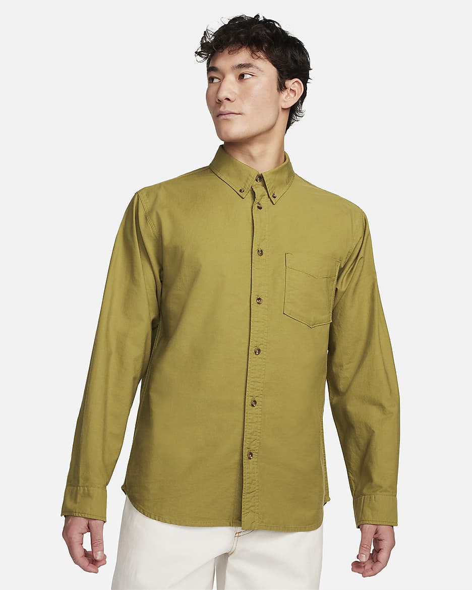 Nike Life Men's Long-Sleeve Oxford Button-Down Shirt - Pacific Moss/Pacific Moss/Pacific Moss