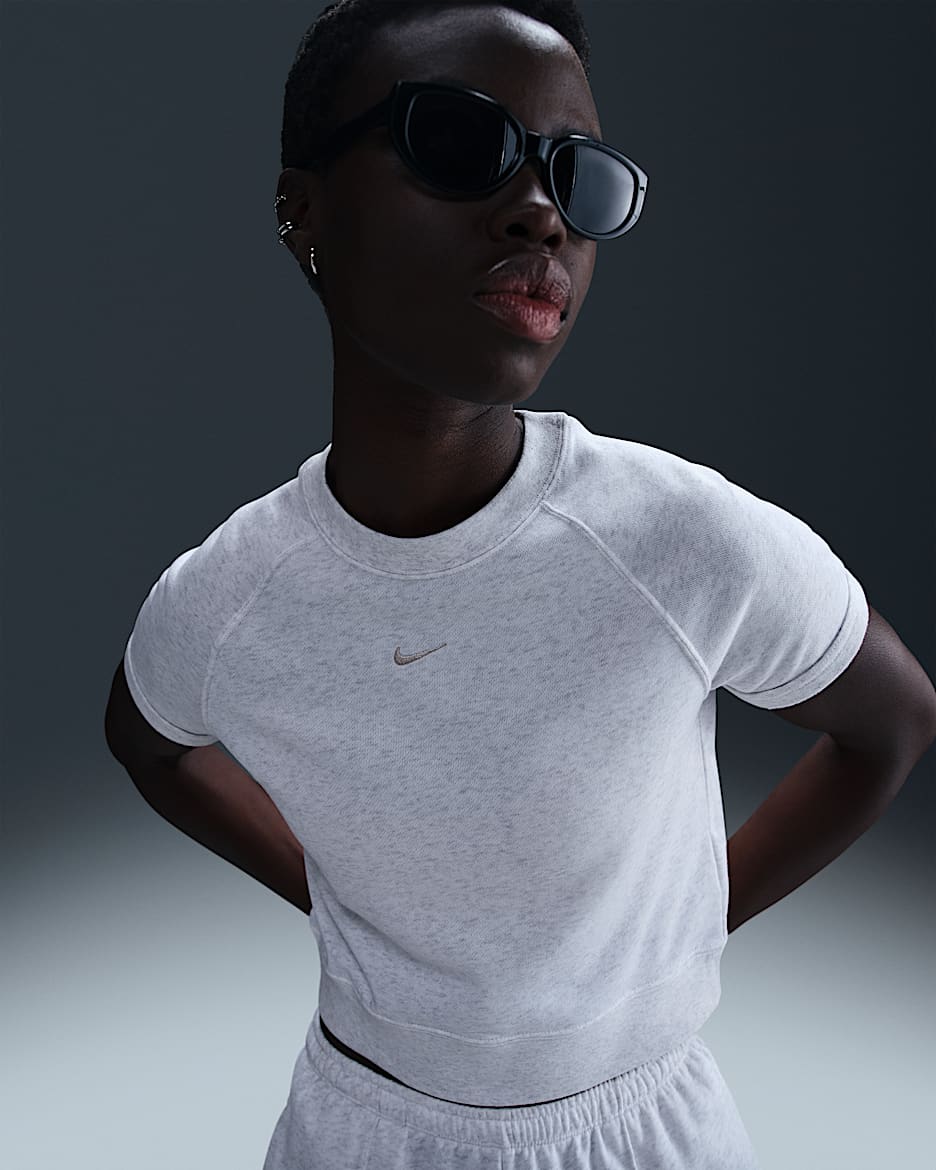 Nike Sportswear Chill Terry Women's Short-Sleeve French Terry Top - Birch Heather/Light Orewood Brown