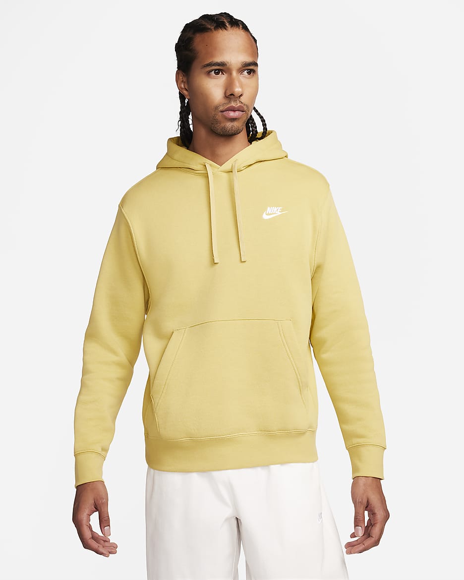 Nike Sportswear Club Fleece Pullover Hoodie - Buff Gold/Buff Gold/White