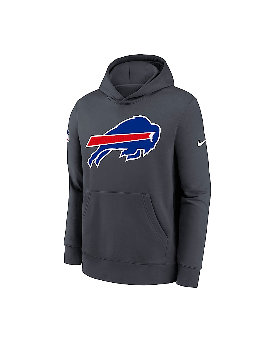 Buffalo Bills Sideline Club Big Kids' Nike NFL Pullover Hoodie - Grey Heather