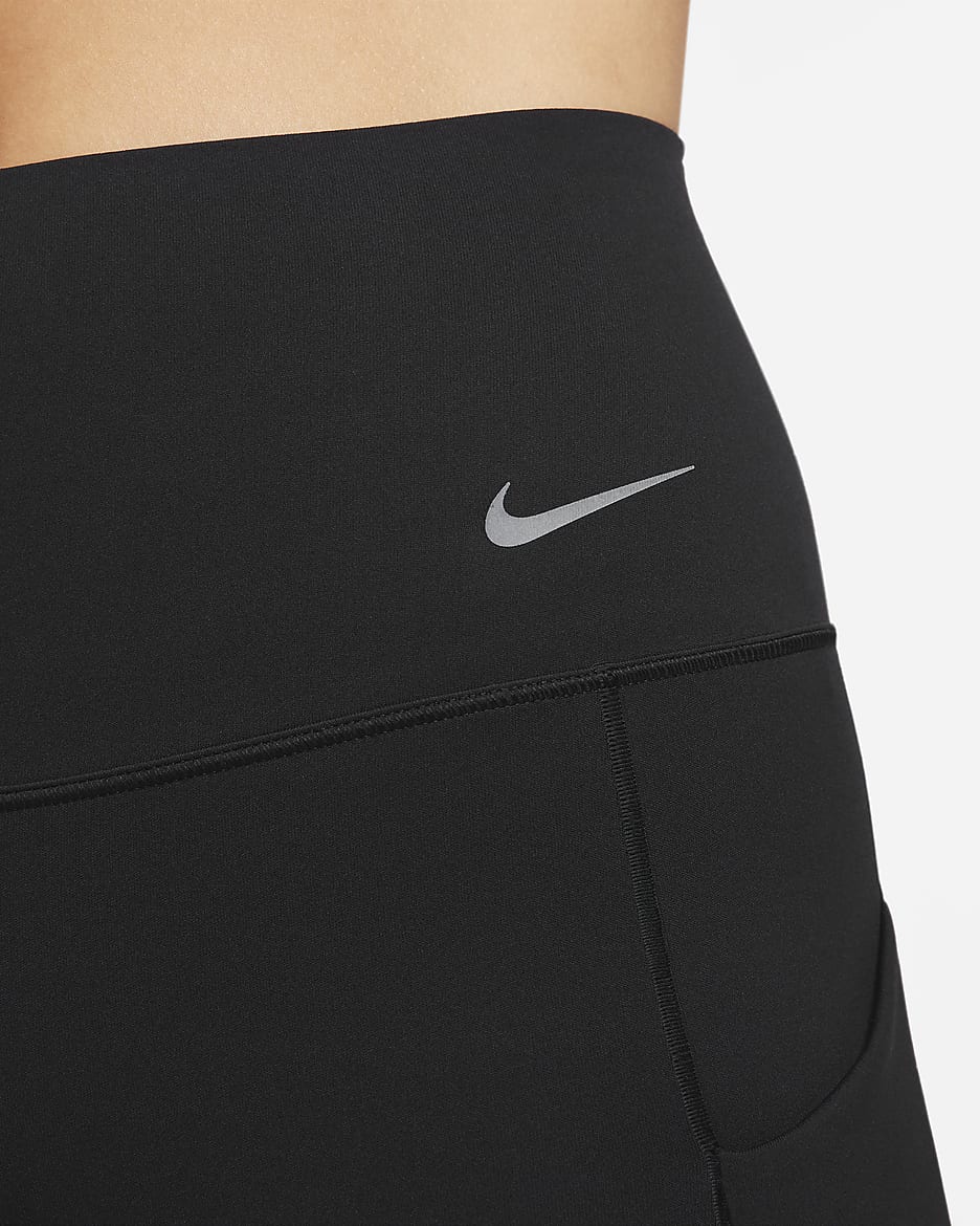 Nike Universa leggings i full lengde med middels støtte, høyt liv og lommer til dame - Svart/Svart