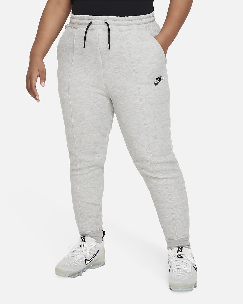 Nike Sportswear Tech Fleece Older Kids' (Girls') Joggers (Extended Size) - Dark Grey Heather/Black/Black