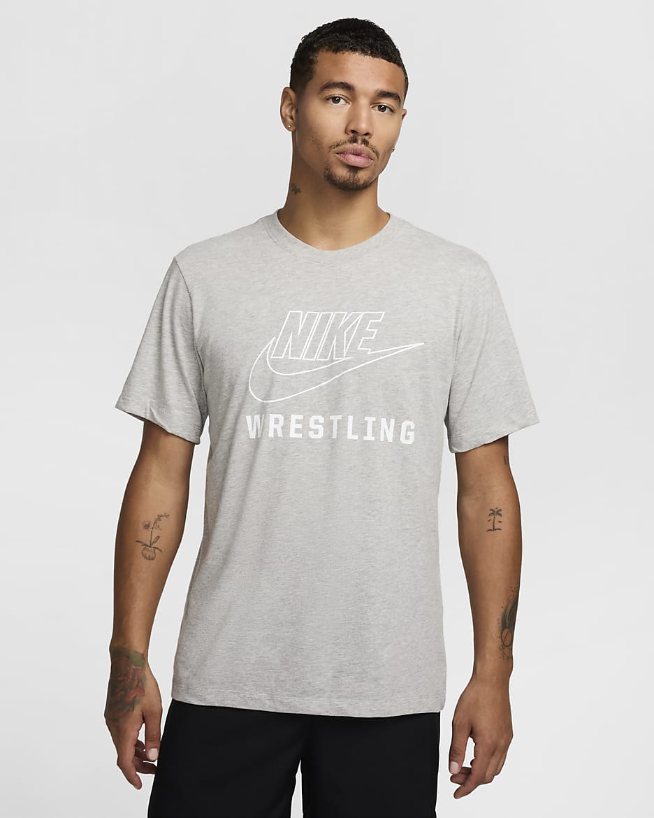 Nike Swoosh Men's Wrestling T-Shirt - Dark Grey Heather