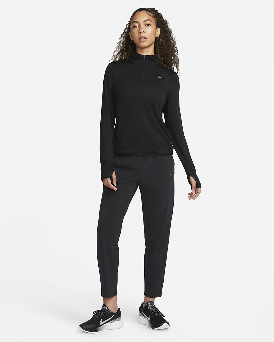 Haut de running à 1/4 de zip avec protection UV Nike Swift pour femme - Noir