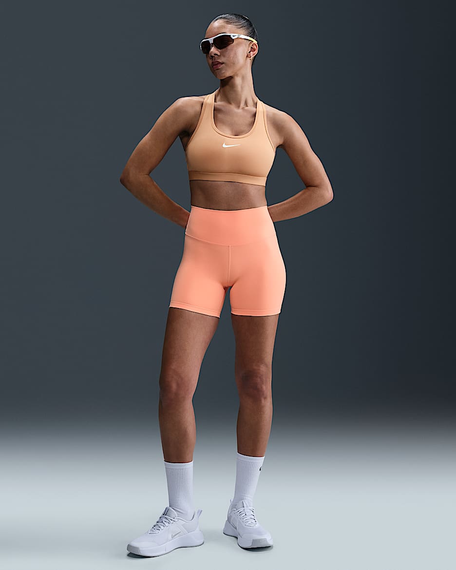 Nike One Bike Shorts mit hohem Bund für Damen (ca. 12,5 cm) - Apricot Agate/Schwarz