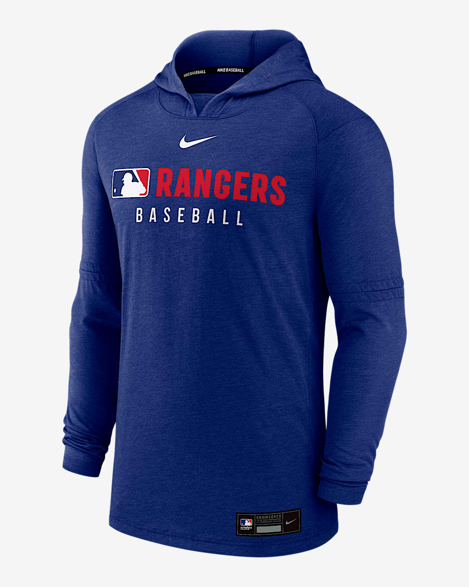 Texas Rangers Authentic Collection Men's Nike Dri-FIT MLB Pullover Hoodie - Game Royal Heather