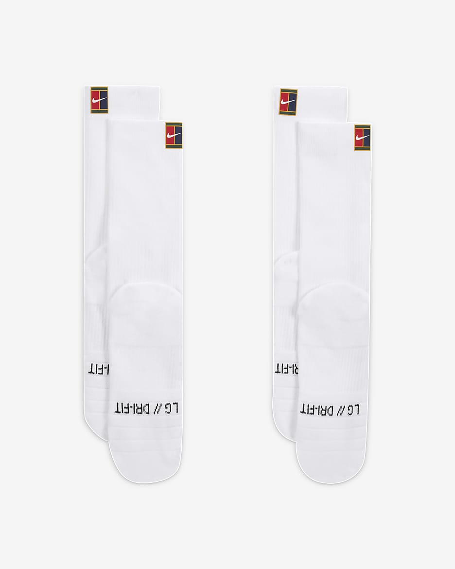 Chaussettes de tennis mi-mollet rembourrées NikeCourt Multiplier (2 paires) - Blanc/Blanc