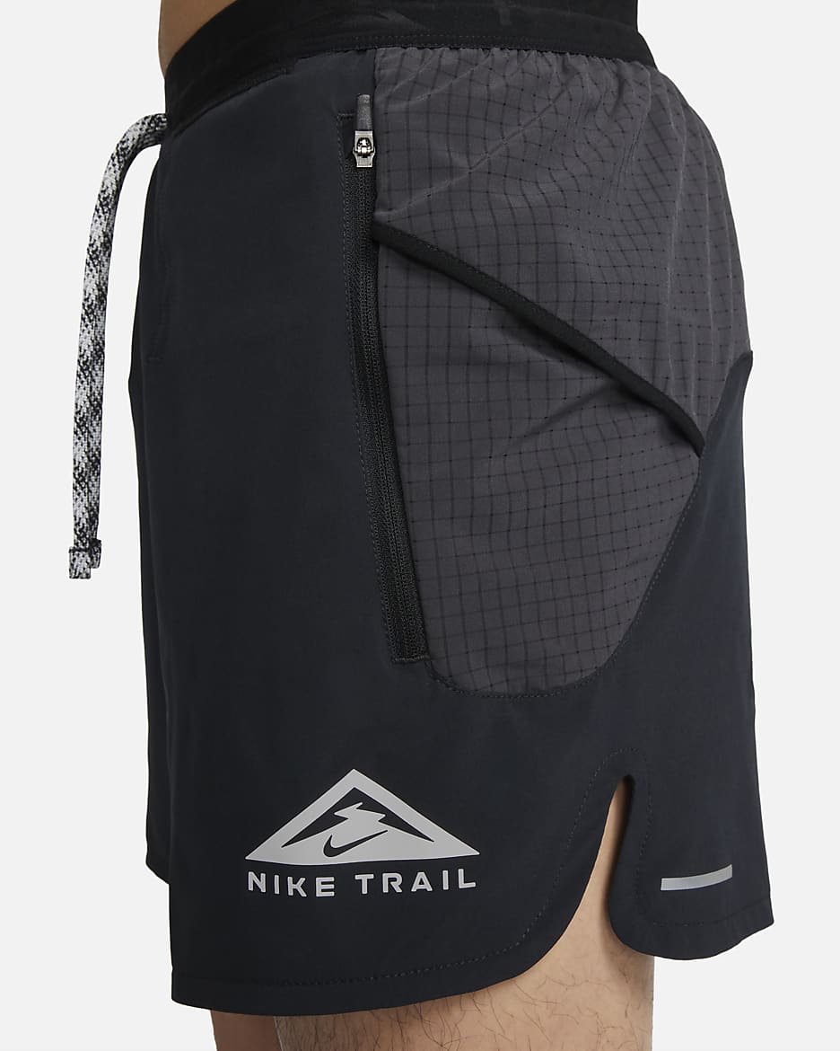 Nike Dri-FIT Men's 5" Brief-Lined Trail Shorts - Black/Dark Smoke Grey/White