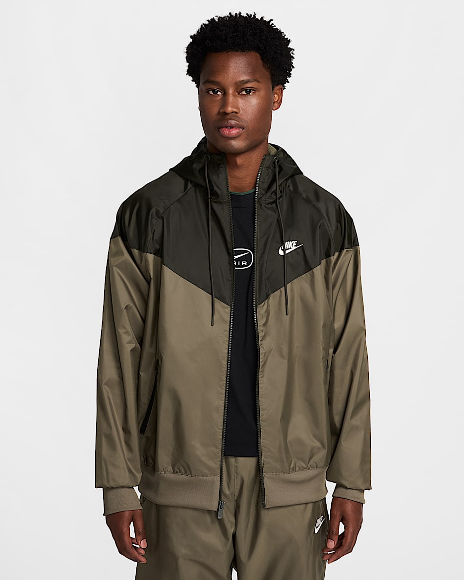 Chamarra con gorro para hombre Nike Sportswear Windrunner - Oliva medio/Secuoya/Vela
