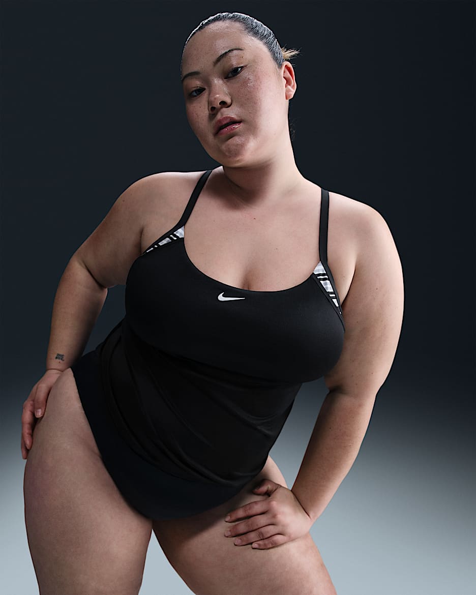Tankini en capas para mujer (talla grande) Nike Swim - Negro
