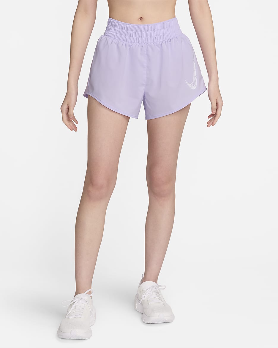 Nike One Women's Dri-FIT Mid-Rise 8cm (approx.) Brief-Lined Shorts - Lilac Bloom/White