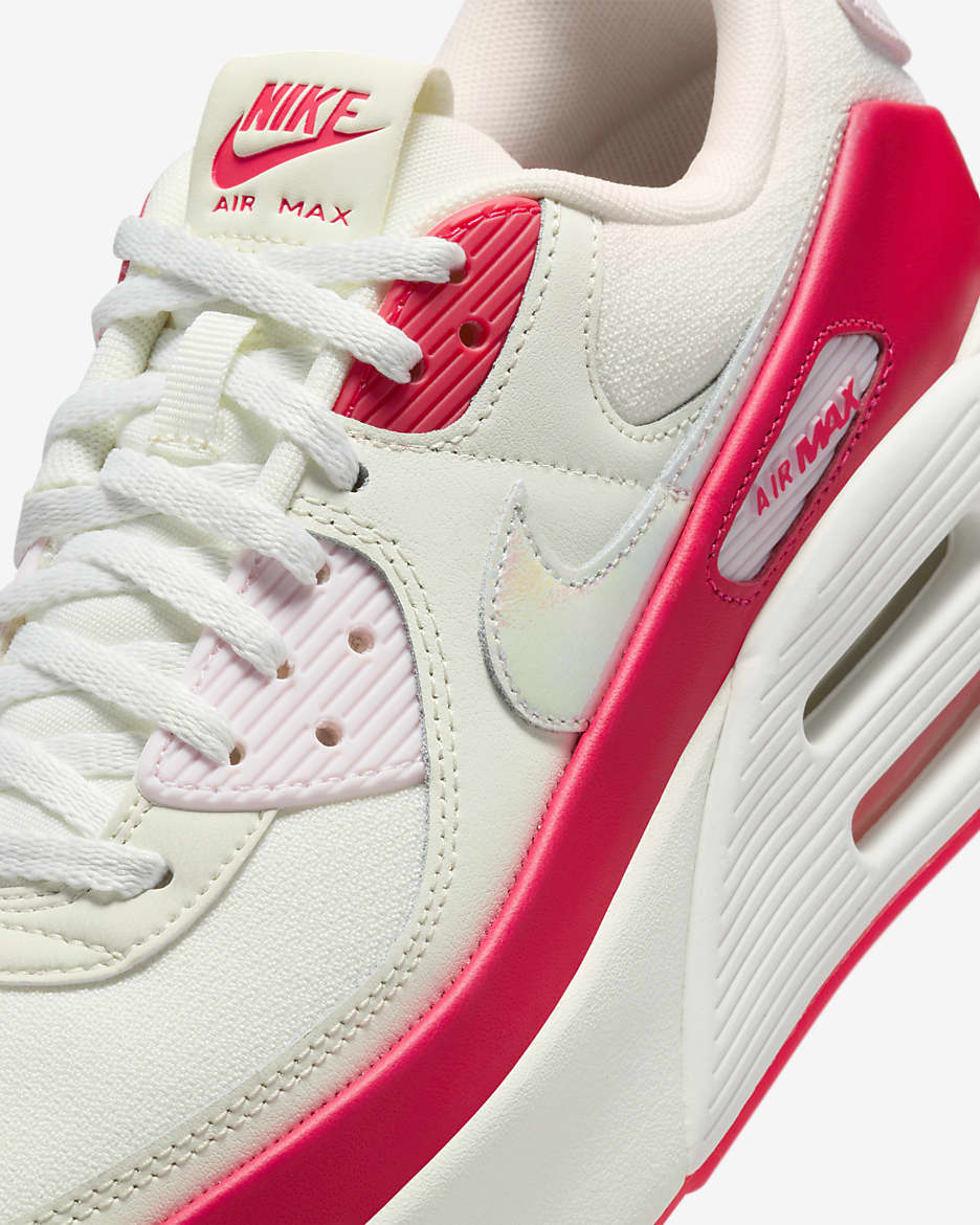 Nike Air Max 90 LV8 Women's Shoes - Sail/Siren Red/Pearl Pink/Multi-Colour