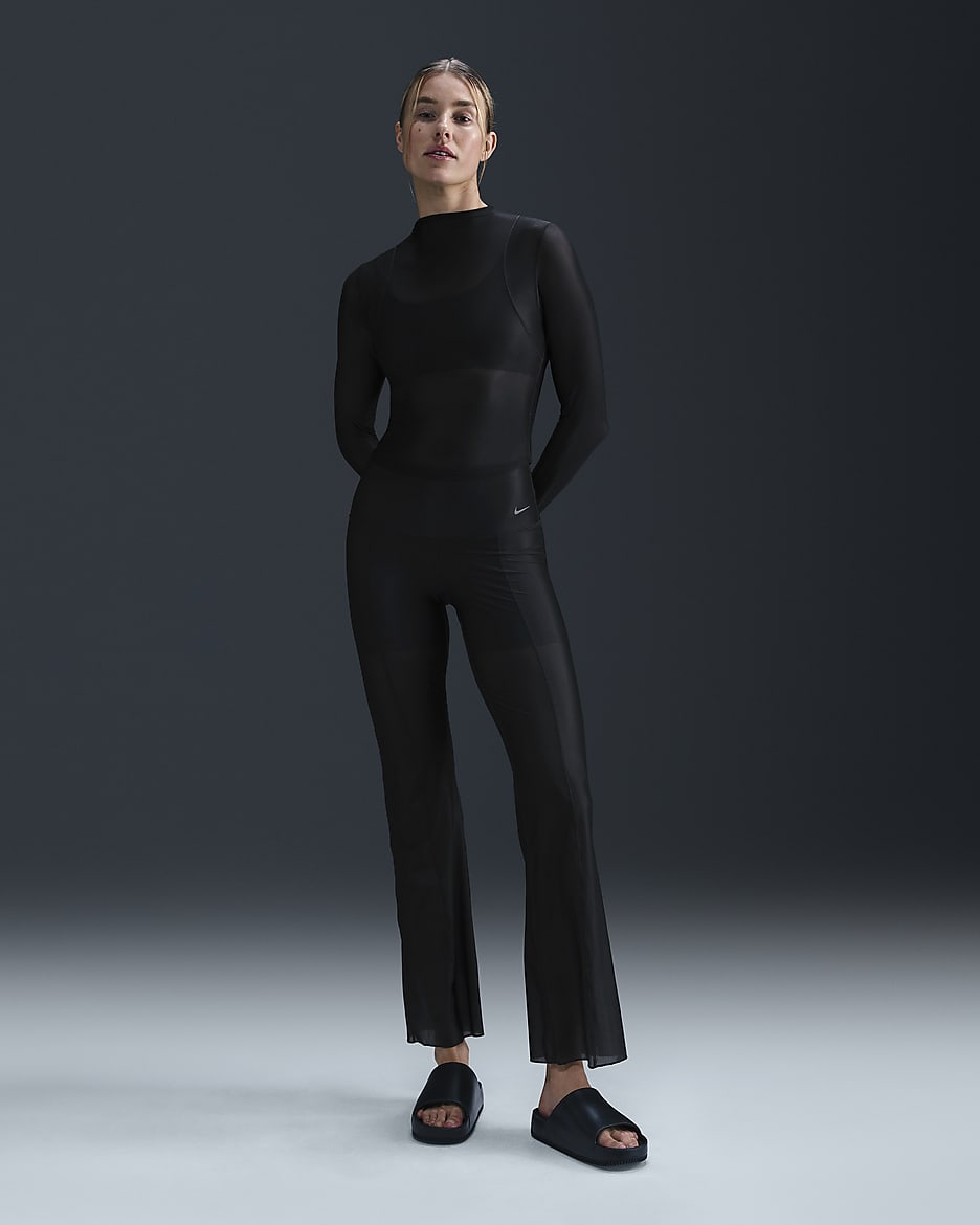 Pantalon long taille haute à maintien léger Nike Zenvy Sheer pour femme - Noir