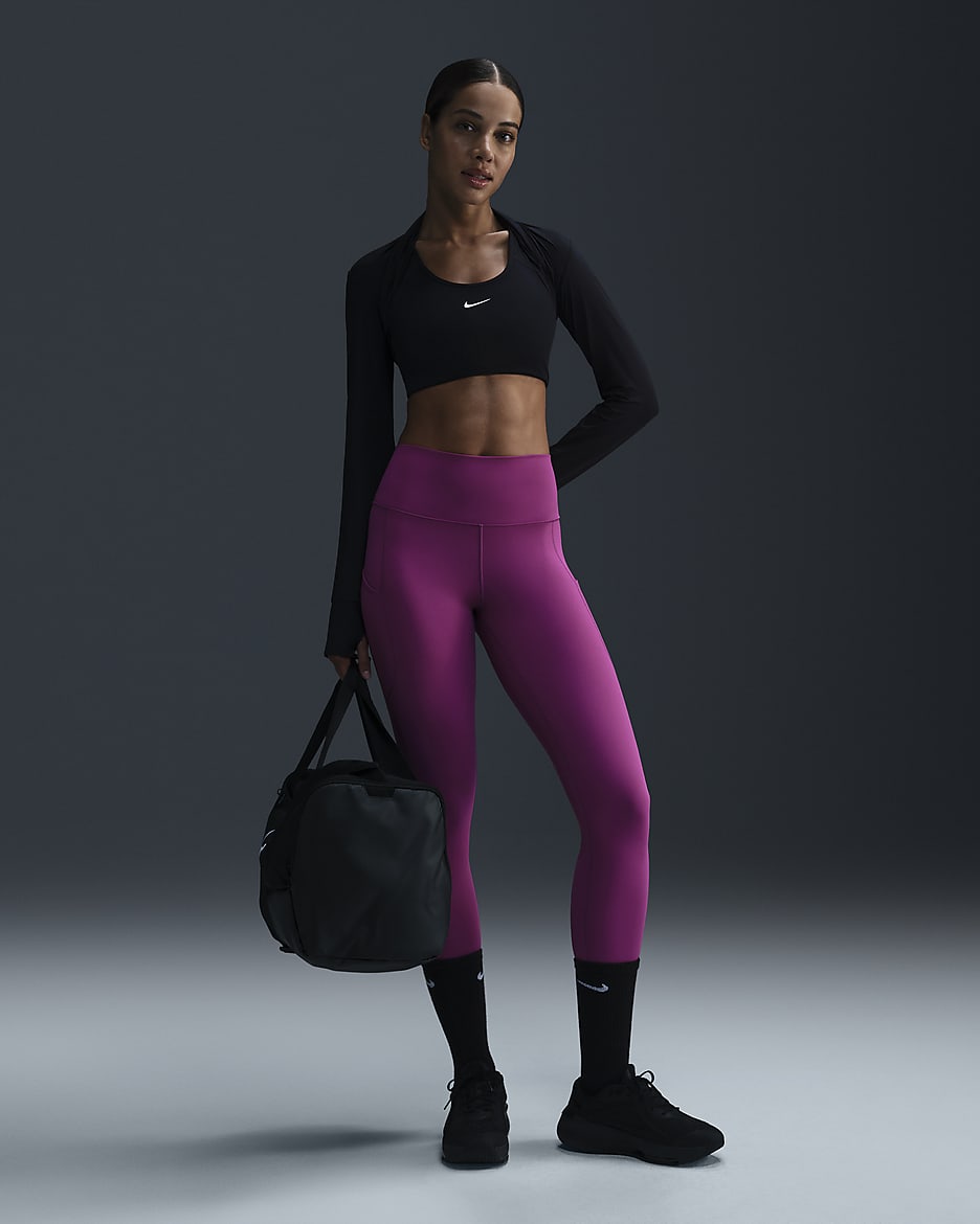 Nike One Women's High-Waisted 7/8 Leggings with Pockets - Hot Fuchsia/Black