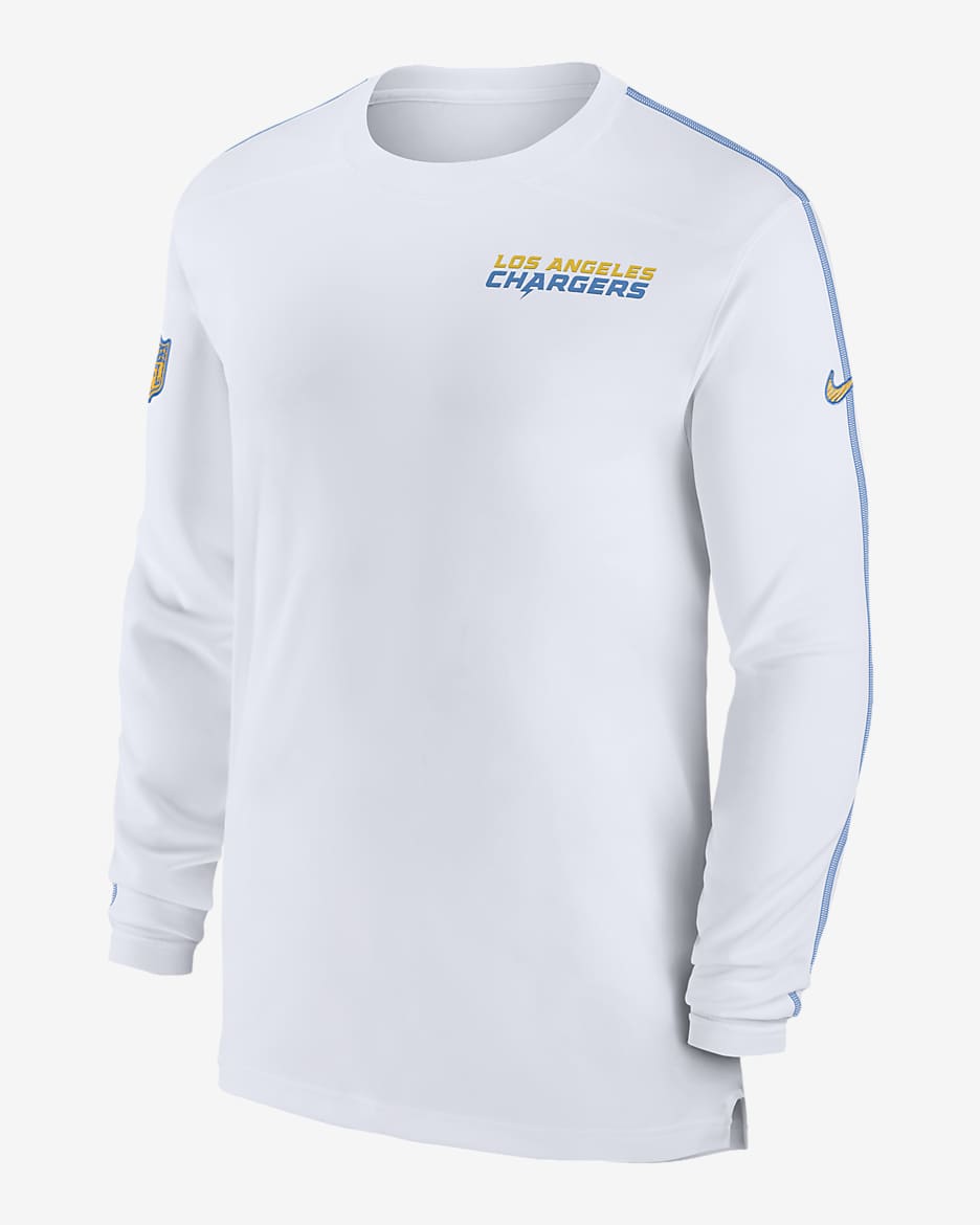 Los Angeles Chargers Sideline Coach Men's Nike Dri-FIT NFL Long-Sleeve Top - White