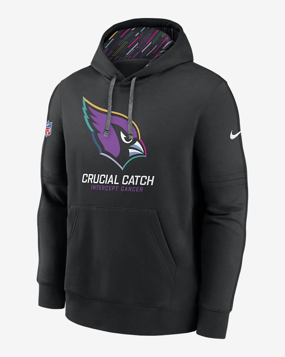 Sudadera con gorro sin cierre Nike NFL para hombre Arizona Cardinals Crucial Catch Club - Negro