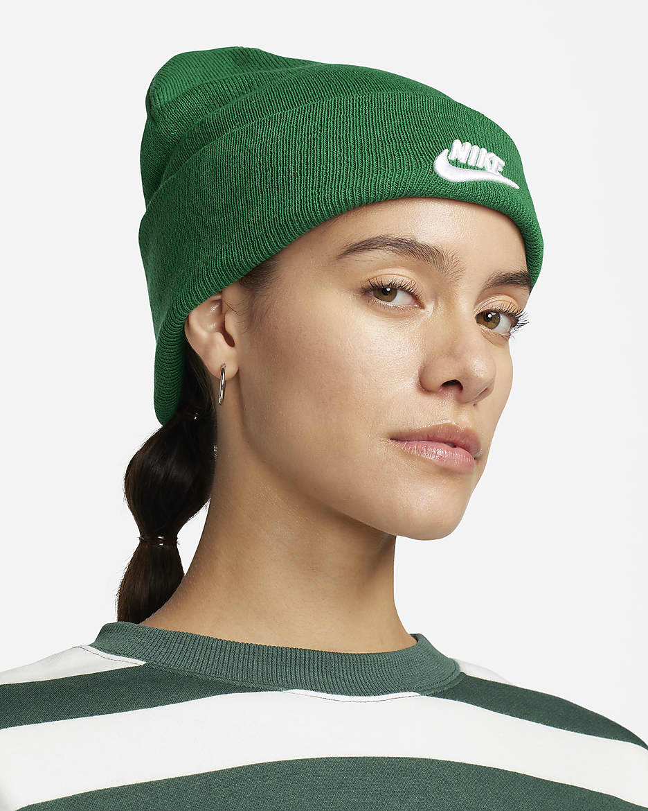 Nike Peak Tall Cuff Futura Beanie - Malachite/White