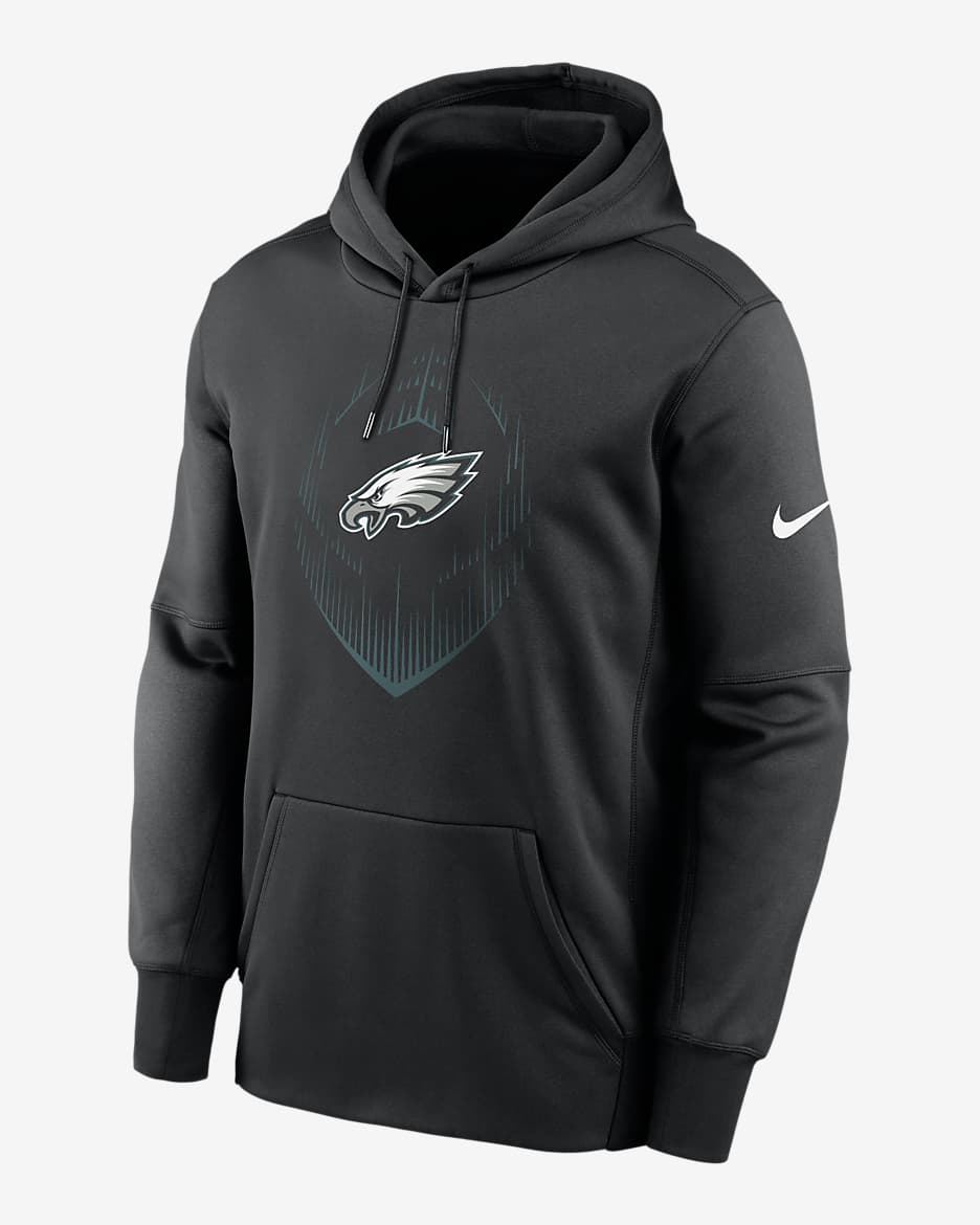 Philadelphia Eagles Icon Men’s Nike Therma NFL Pullover Hoodie - Black