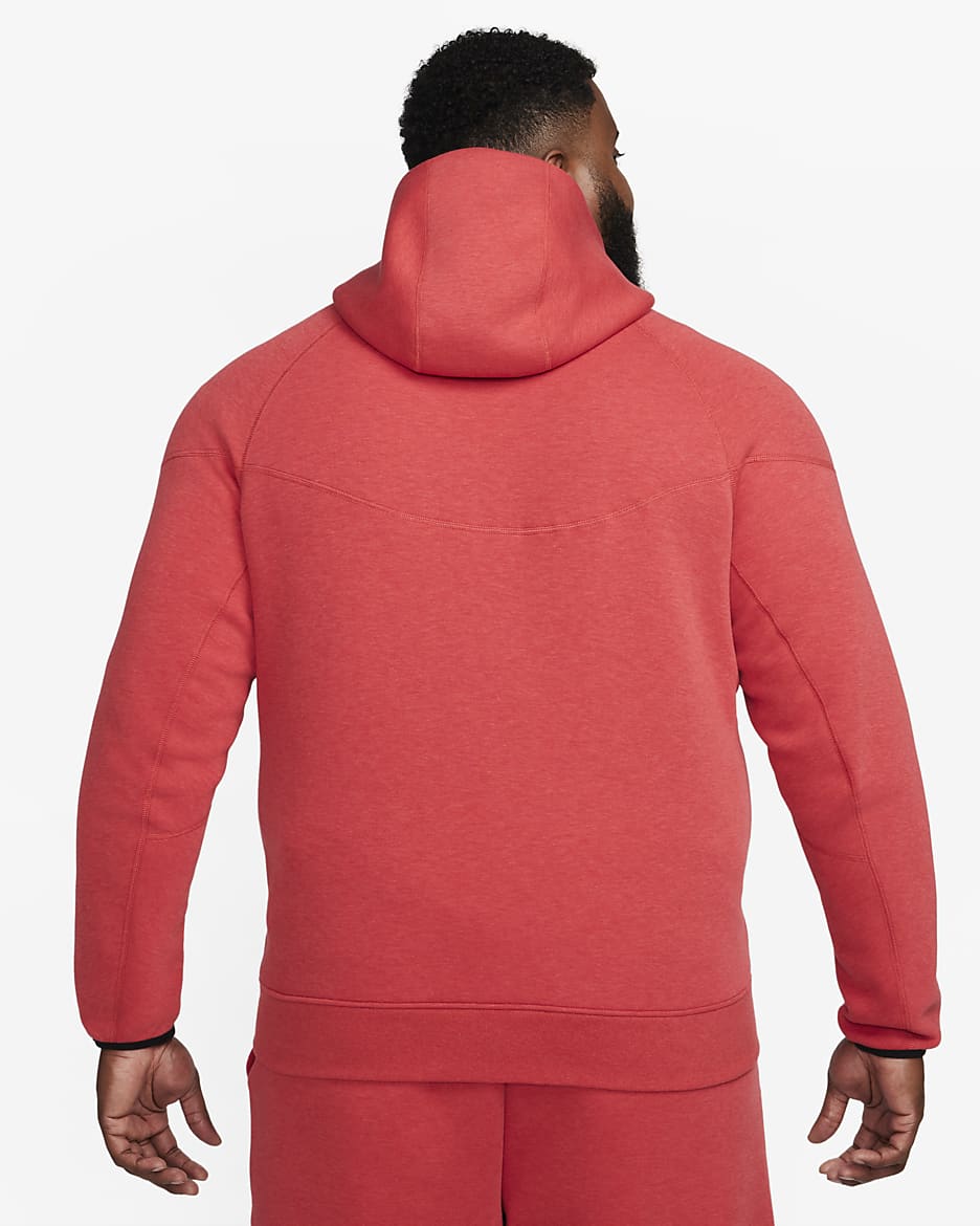 Huvtröja med hel dragkedja Nike Sportswear Tech Fleece Windrunner för män - Light University Red Heather/Svart