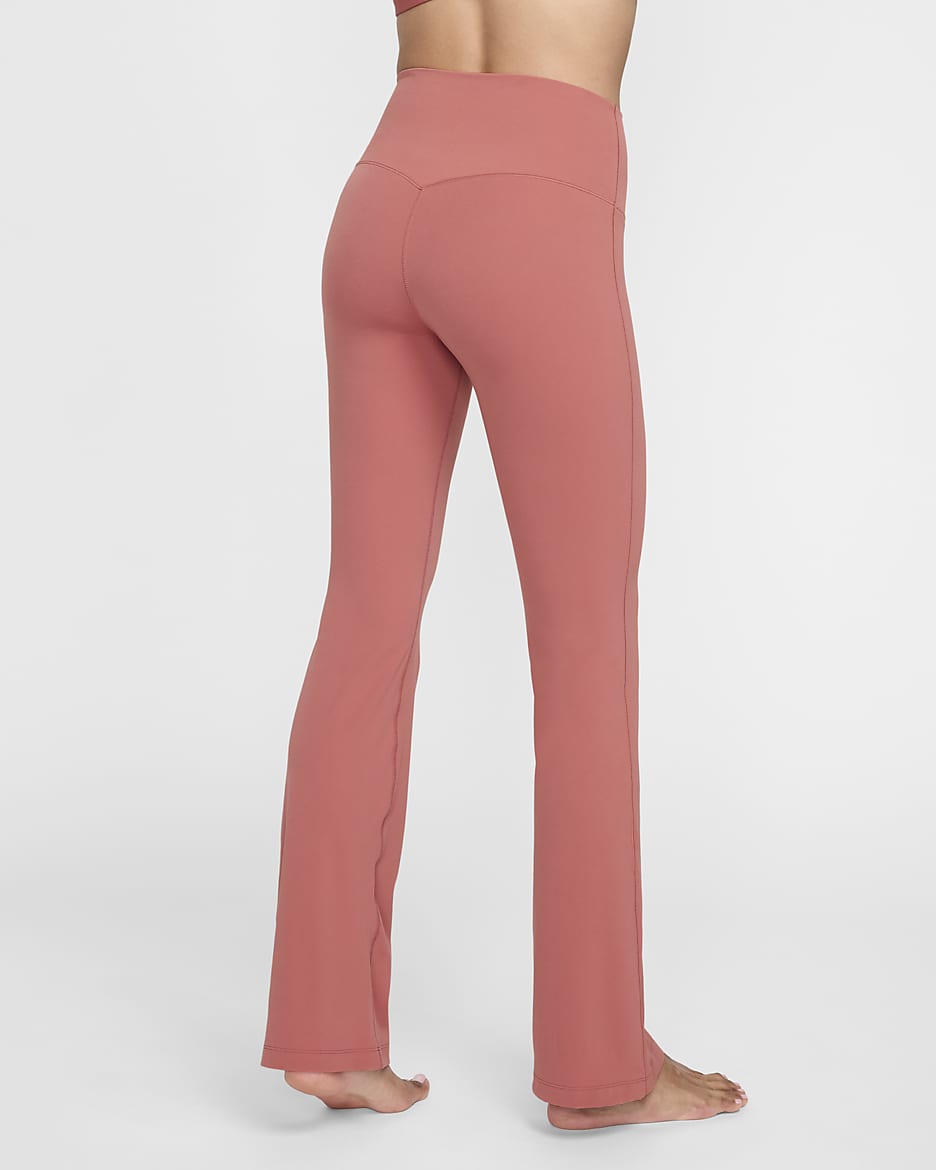 Leggings de tiro alto acampanados para mujer Nike Zenvy - Rosa cañón/Negro