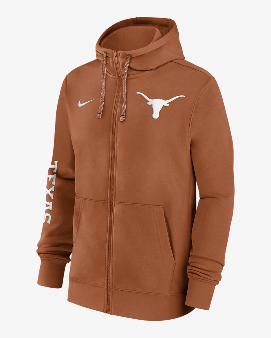 Texas Longhorns Sideline Team Issue Men's Nike College Full-Zip Hoodie - Burnt Orange