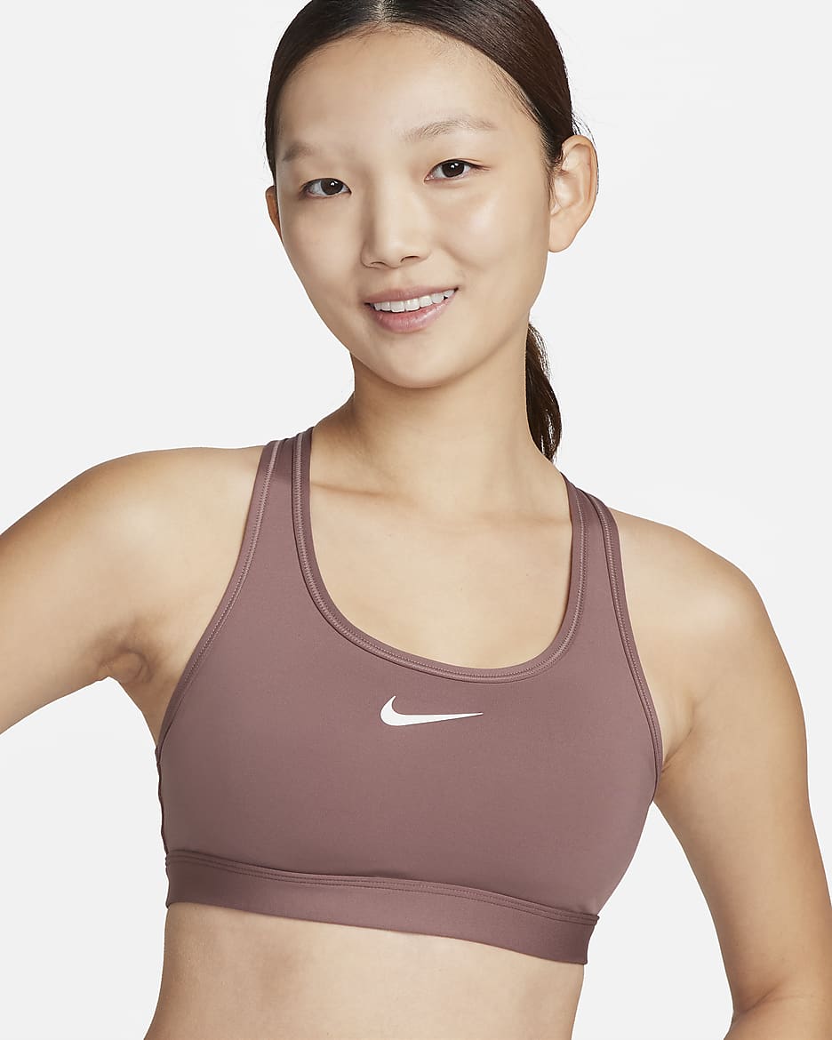 Nike Swoosh Medium Support Women's Padded Sports Bra - Smokey Mauve/White